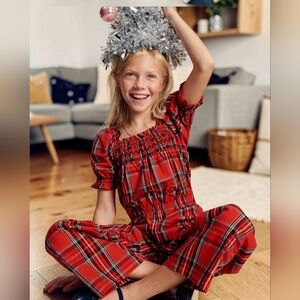 Crewcuts Girls' Good Tidings Plaid Romper Red Size 5 NWT